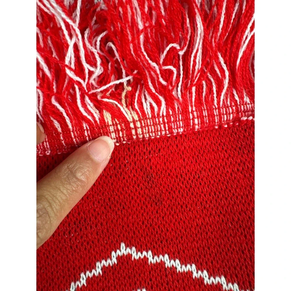 Ruffneck Scarves MULA Soccer Scarf Red Black White Striped Knit Fringe Turkey